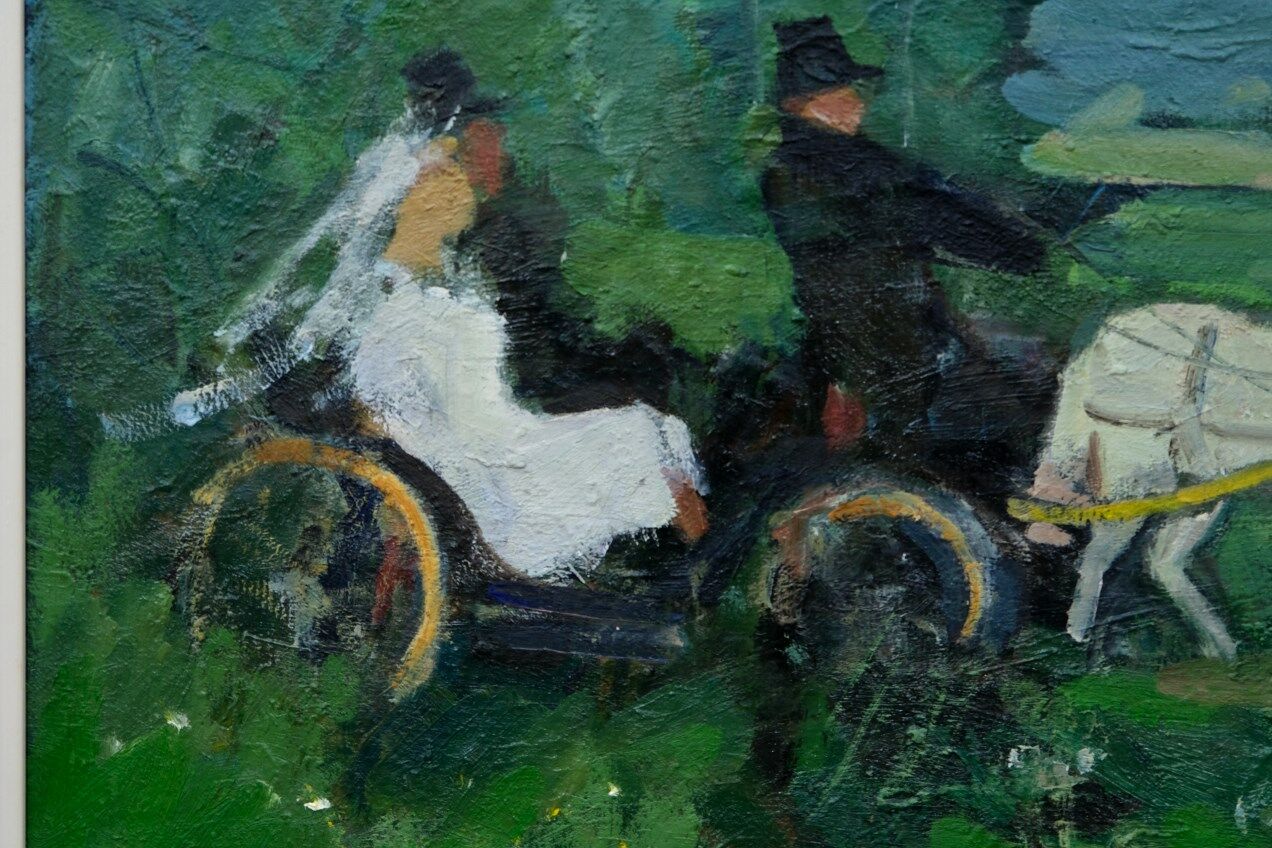 Peinture moderne suédoise 1973 huile sur panneau Ove Olson (1903-1975)