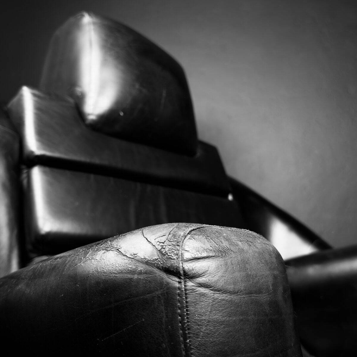 Brutalist black armchair by Boris Krstulović, Yugoslavia, Croatia, 1970s.