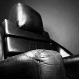 Brutalist black armchair by Boris Krstulović, Yugoslavia, Croatia, 1970s.