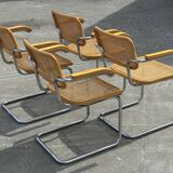Set of 4 Cesca chairs model B64 with armrests Cesca Marcel breuer design