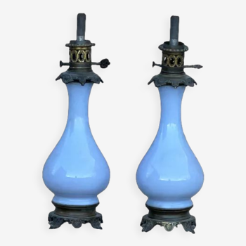 Pair of blue lamps