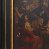 Flemish 18th century framed religious oil on wood painting Adoration of the