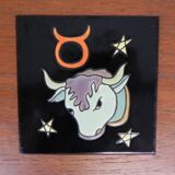 Vintage side table, magazine rack with Hemiksem tile, 1950s