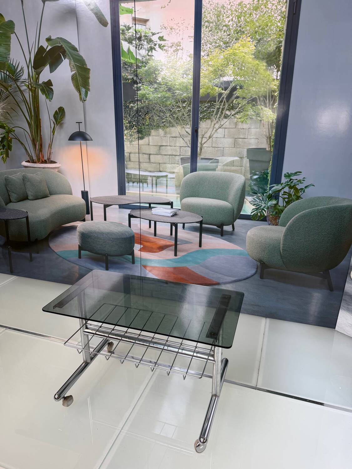 Metal and smoked glass hi-fi video furniture