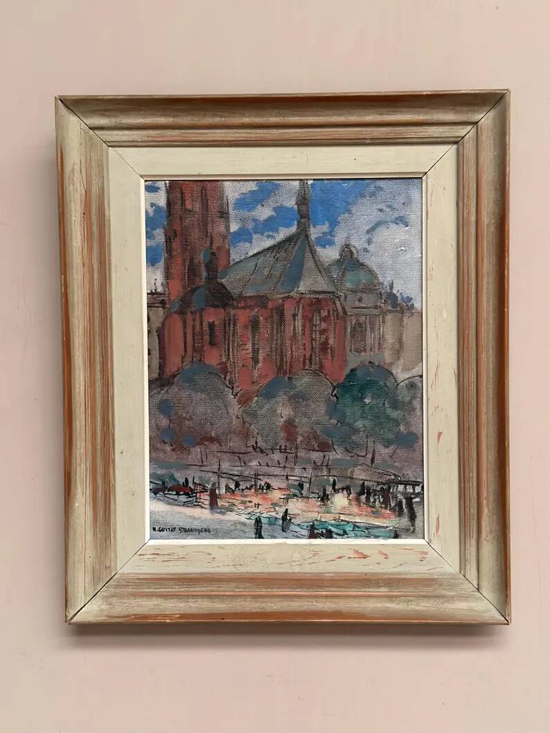 Original Swedish Oil on Panel – “Castle Behind Trees” by K. Gustaf Strandgers – Signed – Vintage & Framed