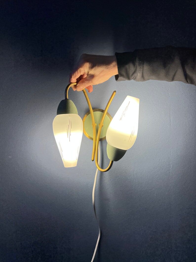 Mid-century opaline glass wall lamp