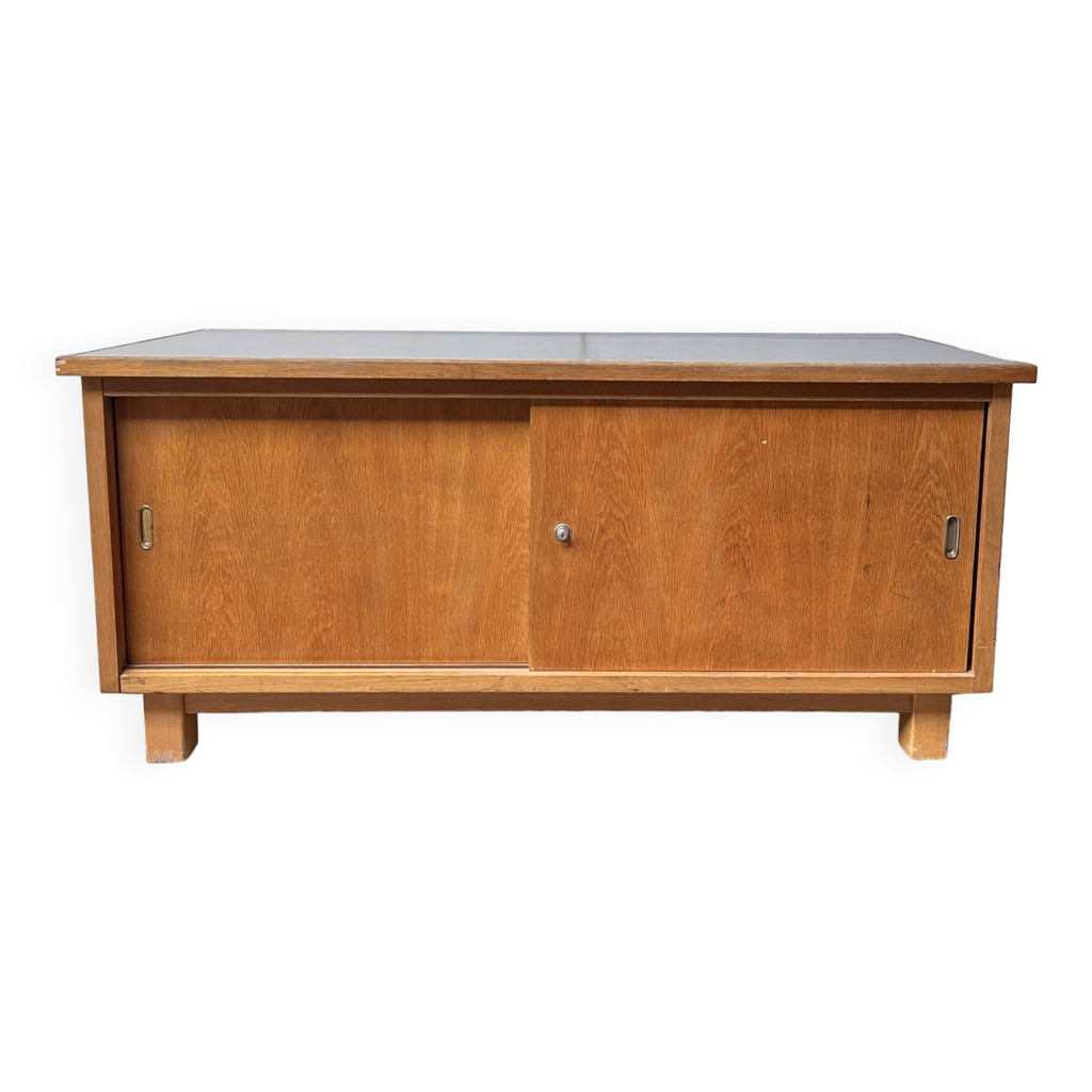 Vintage TV / hi-fi cabinet sideboard - oak - 50/60 - French 