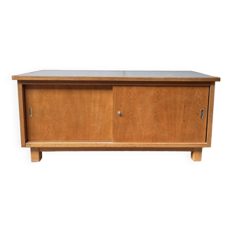 Vintage TV / hi-fi cabinet sideboard - oak - 50/60 - French modernist