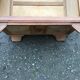 Vintage oak compass foot cabinet with 2 sliding doors painted red and blue