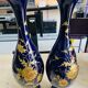 Pair of cobalt blue porcelain vases