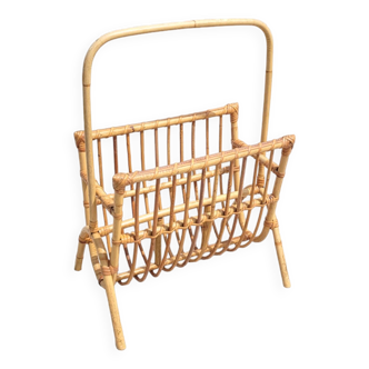 Rattan magazine rack from the 70s