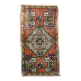 Small Vintage Turkish Rug 98x53 cm, Short Runner, Tribal, Shabby, Mini Carpet
