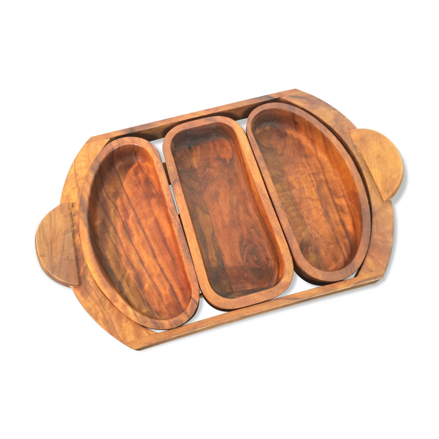 Teak aperitif service, vintage Scandinavian cups