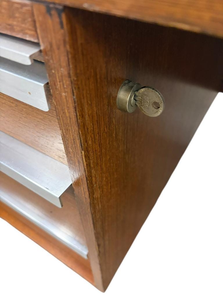 XL vintage wooden desk De Coene 'EFAC M20 Cotribel'