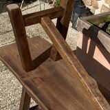 Paire de bancs orme pour table de ferme brutaliste rustique 1950