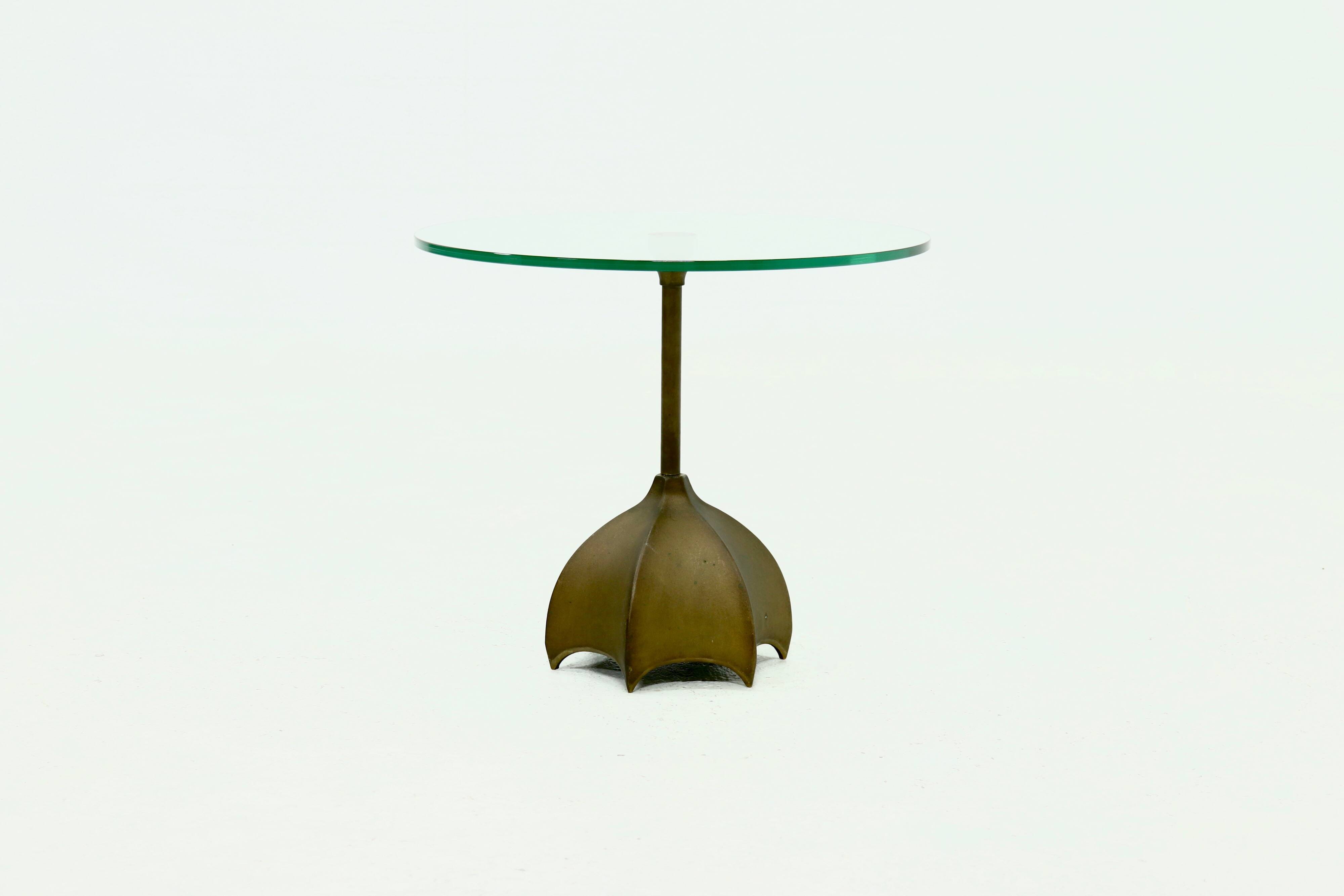 Bronze and Glass Side Table by Jan Des Bouvries for Quasar Holland 1990s
