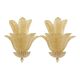 Gold “Graniglia” Leaf Murano Glass Wall Sconces in Venetian Style - a Pair