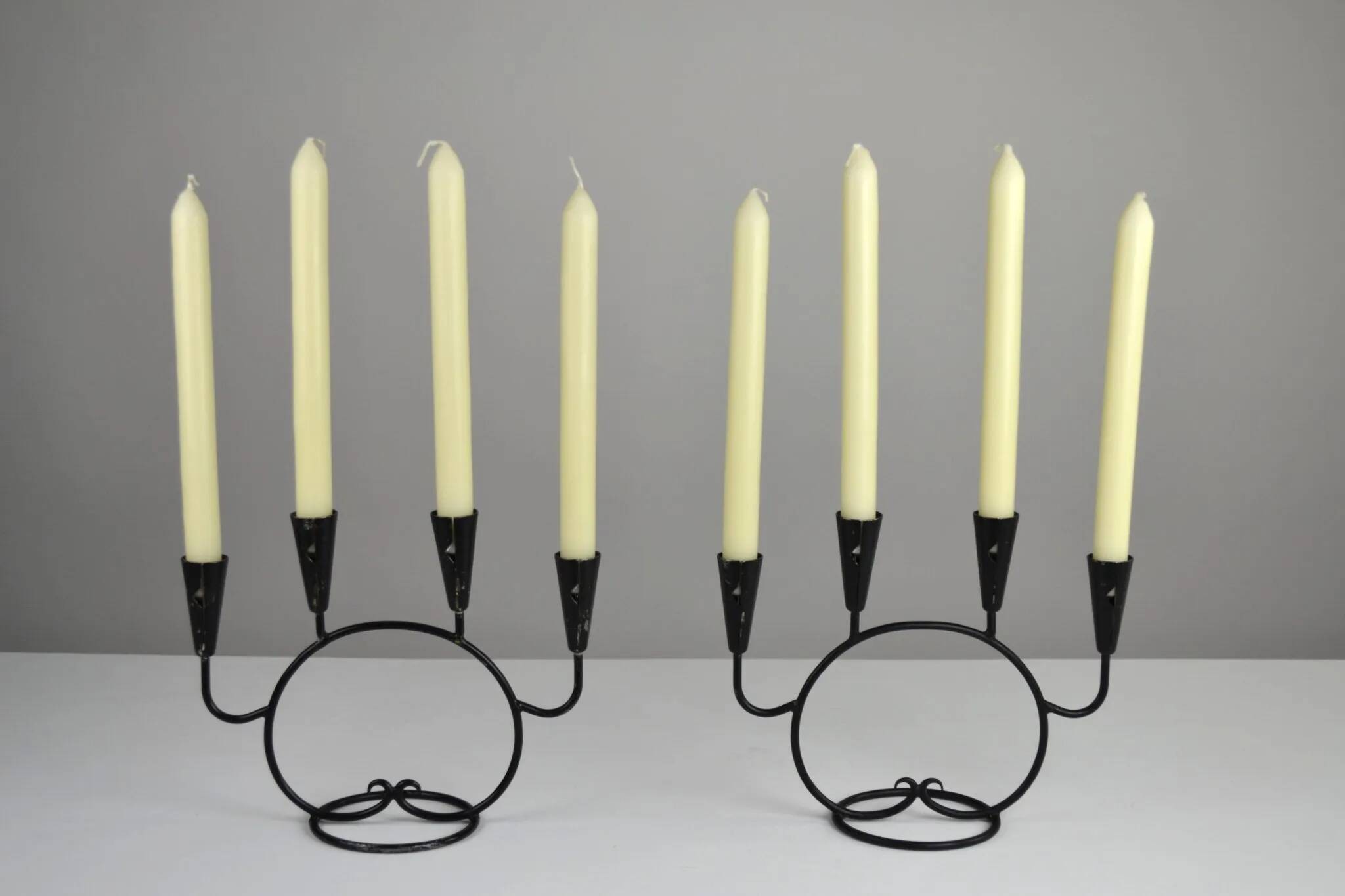 Pair of Candelabras by Nils “Kricke” Wahlström for Ystad-Metall, Sweden, 1950s