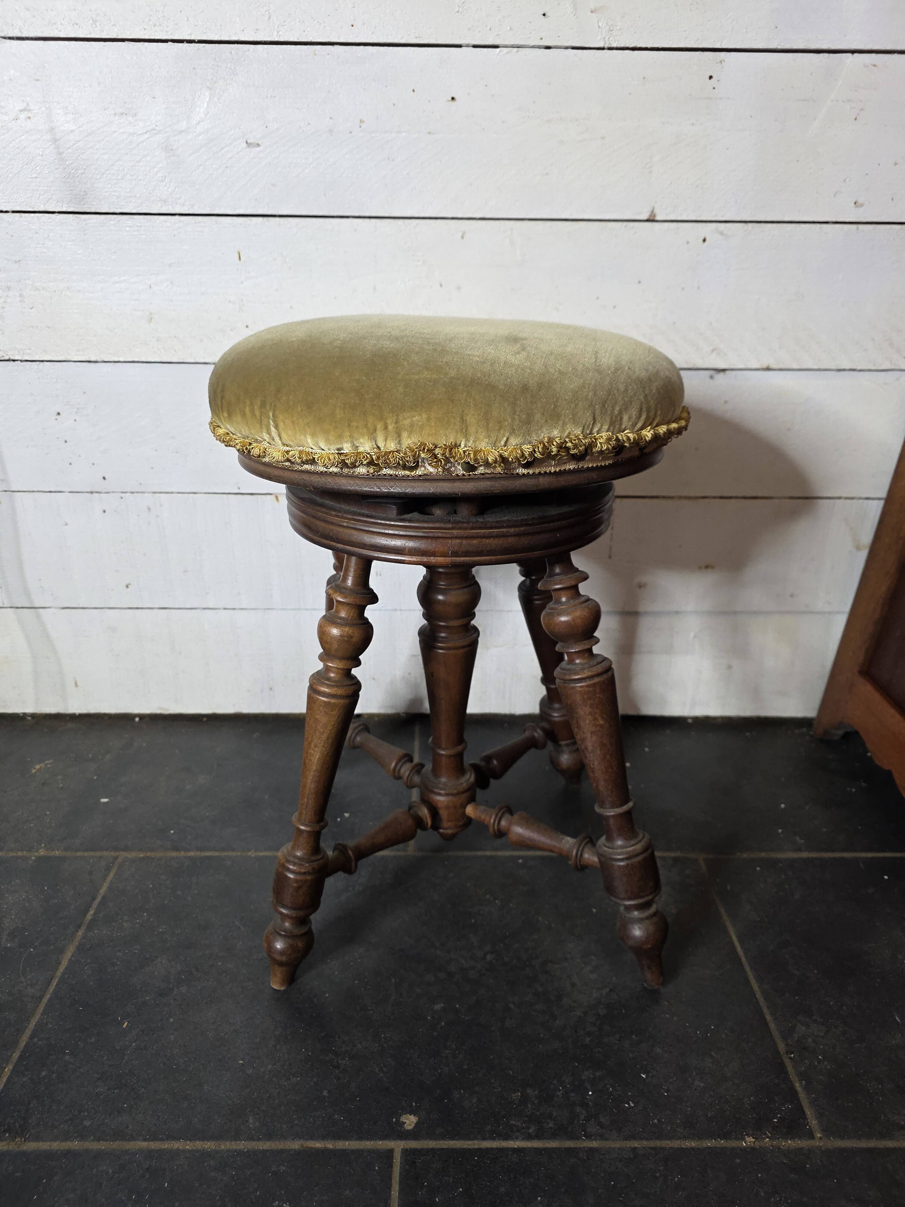 Antique adjustable piano stool