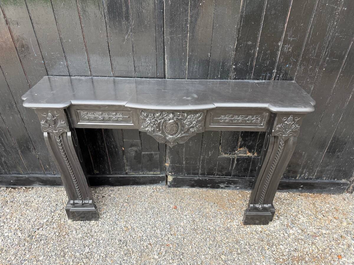 Napoleon III fireplace in black Belgian marble or Mazi, circa 1880