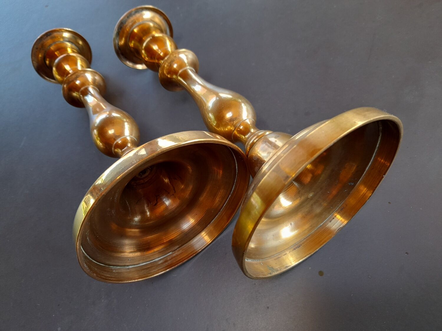 Pair of bronze candle holders old