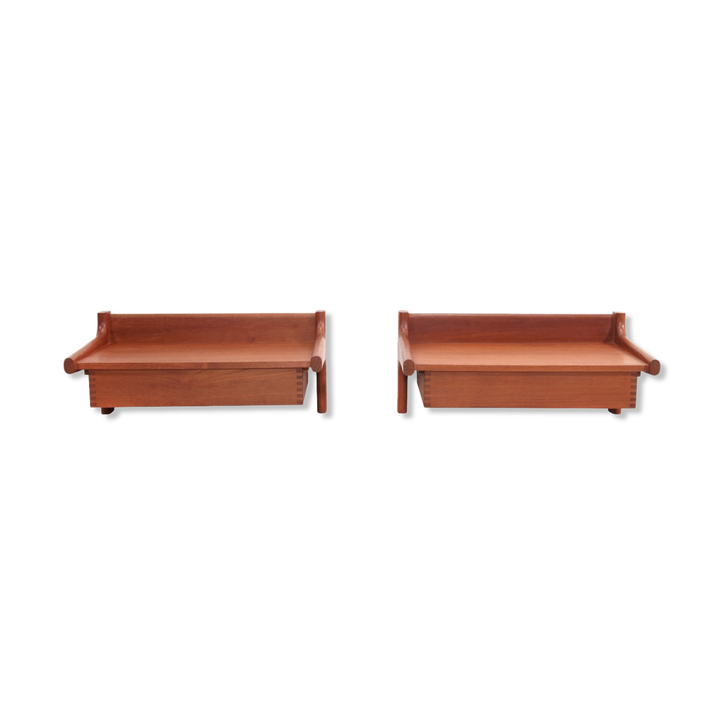 Set of 2 floating teak bedside tables by Borge Mogensen