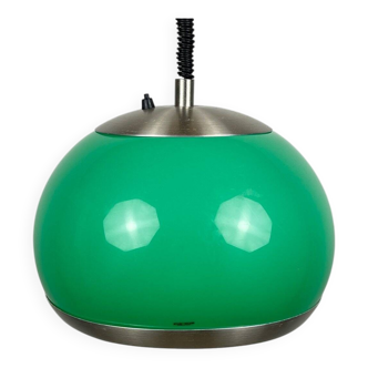Green plastic pendant light in mid-century style by Stilux Milano, 1972