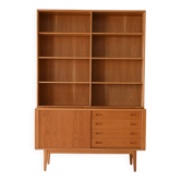 Vintage Scandinavian oak storage bookcase