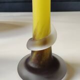 Floral design vase. Signed Verrerie d'Art de Toul. Unique piece, 27 cm