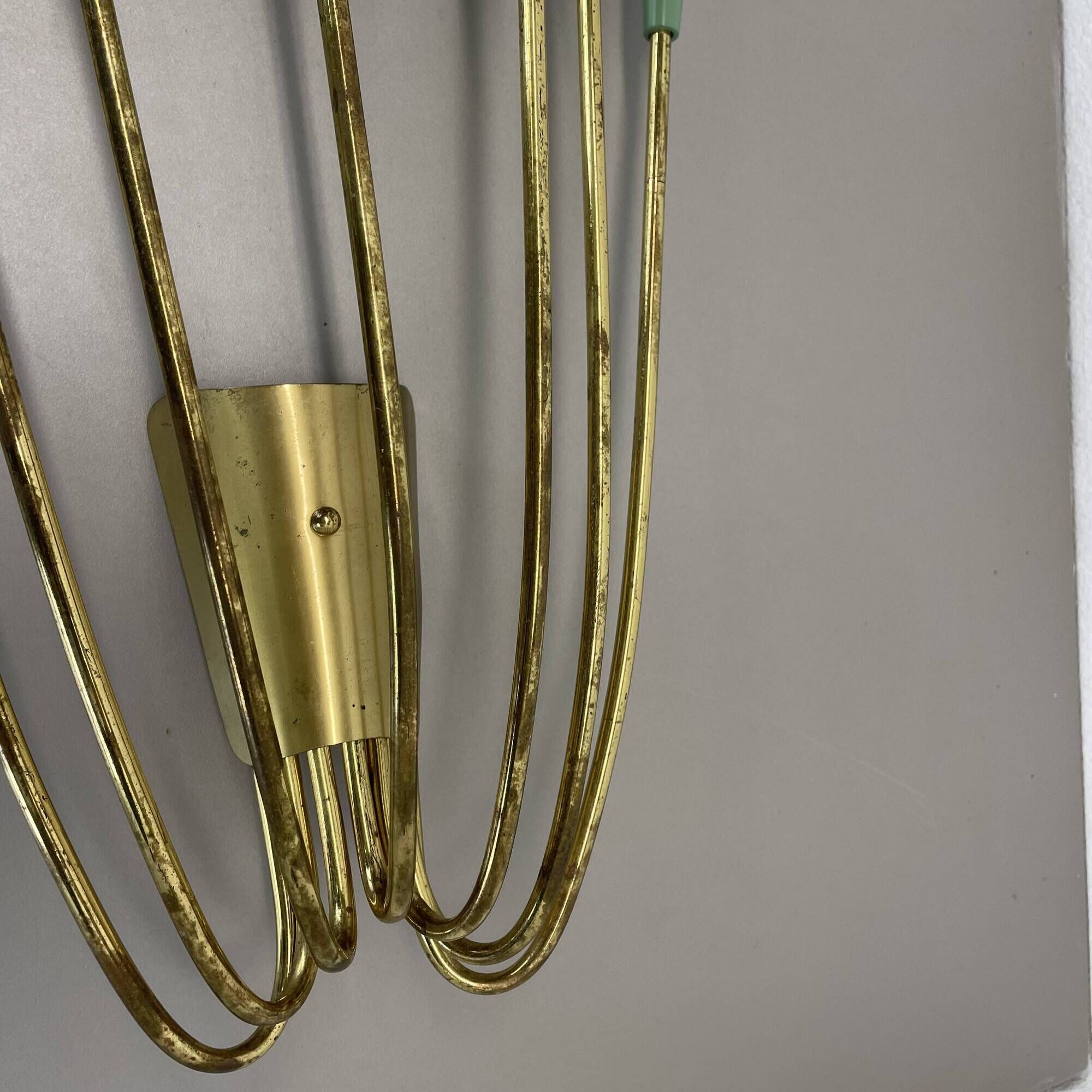 No.1 large 54cm stilnovo style brass theatre wall light sconce, italy, 1950