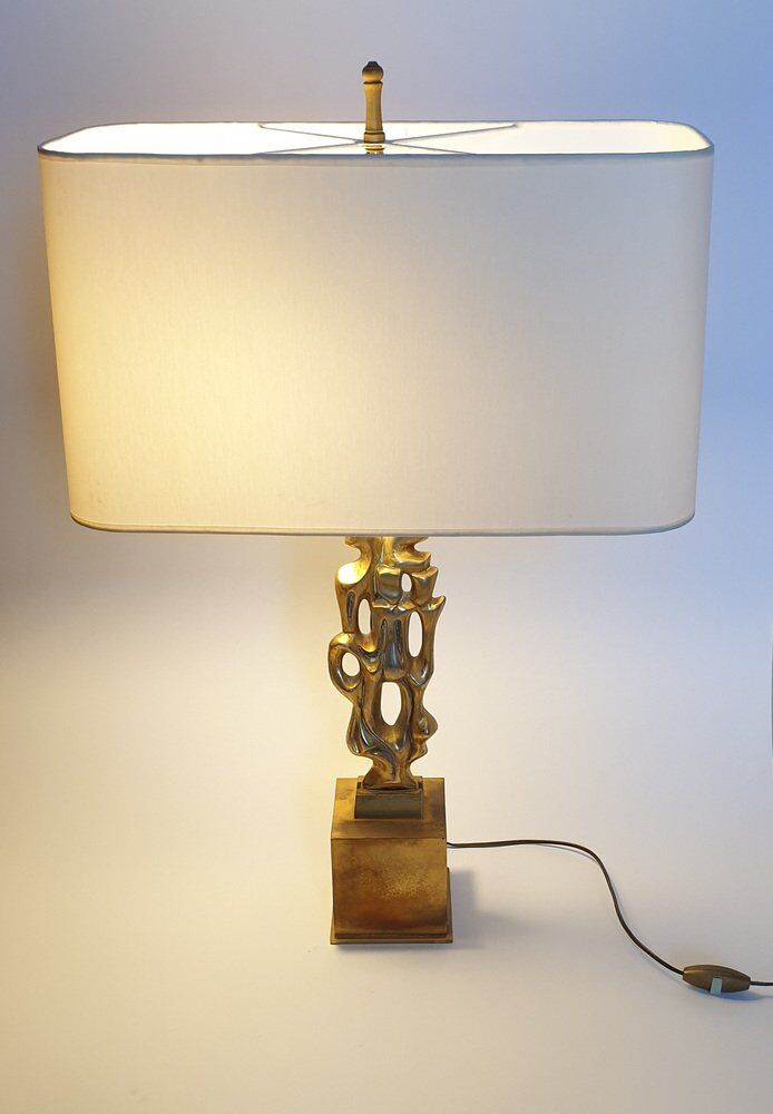 Desk lamp in gilded bronze by Papineau, 1970s