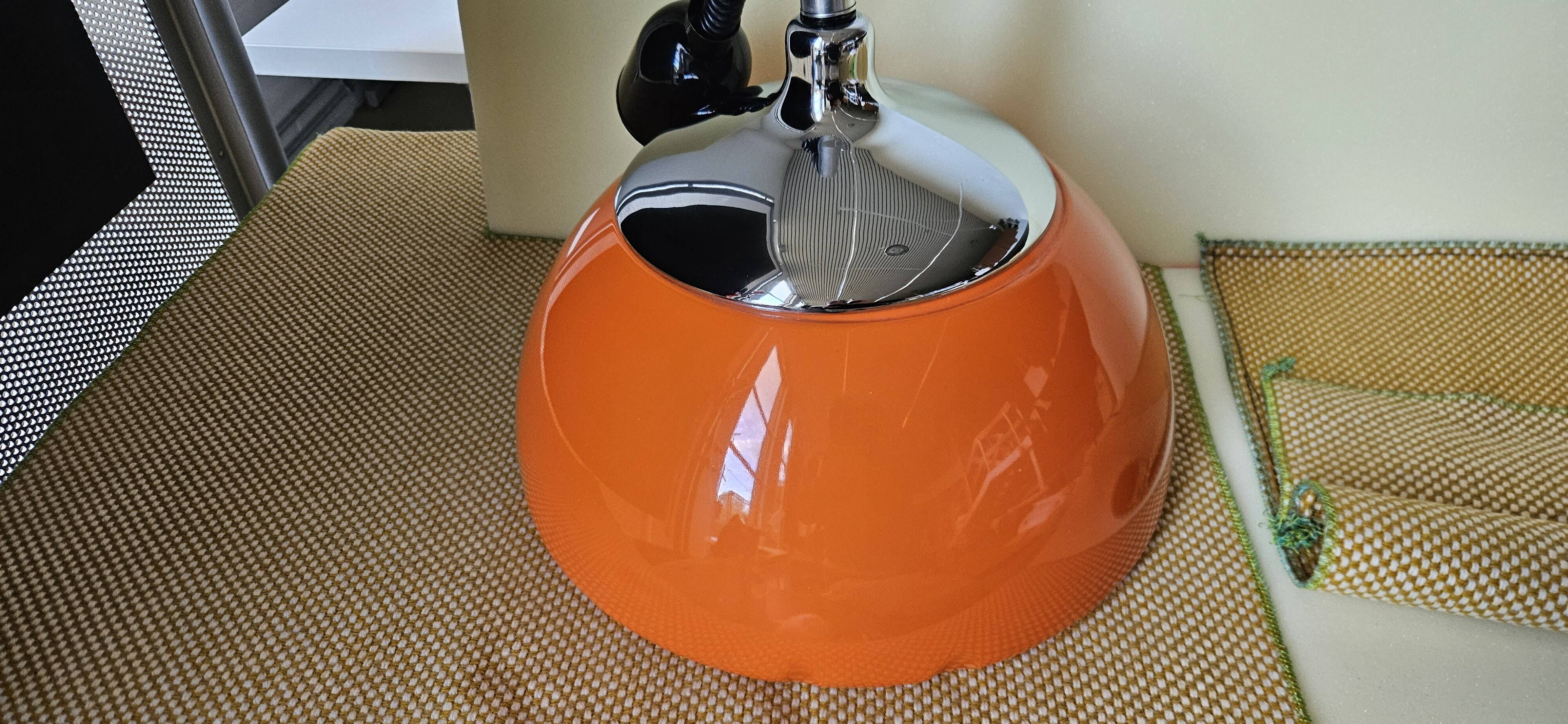 Orange and chrome space age pendant lamp