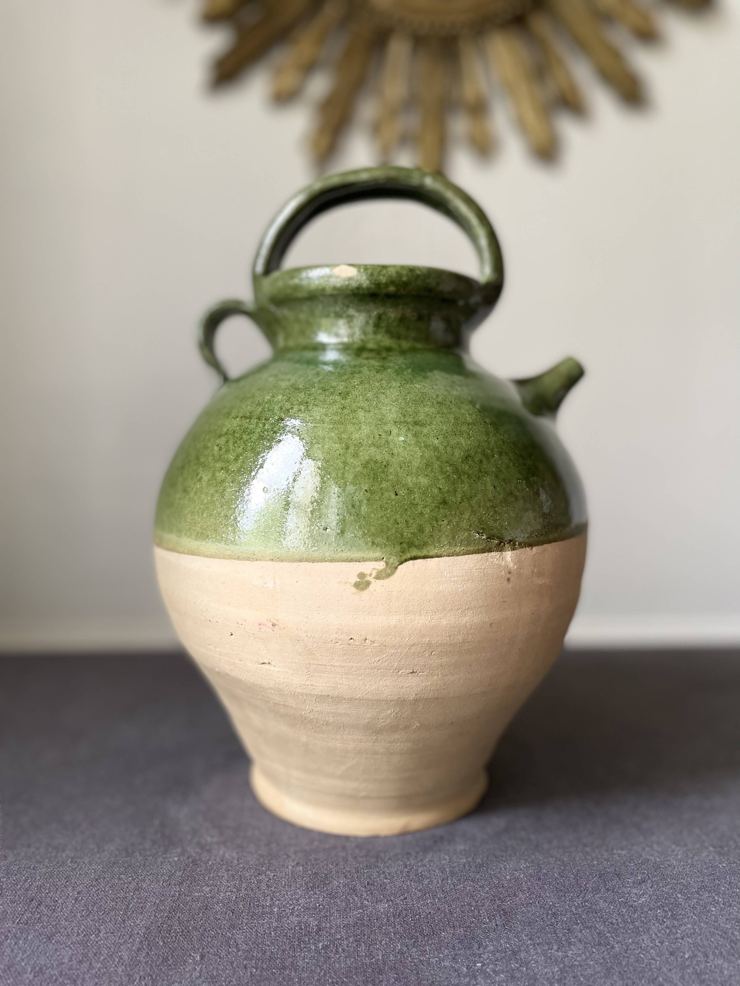 Green terracotta jar