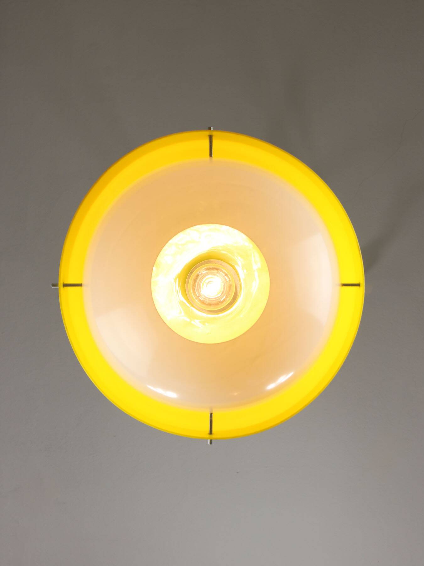 Space-age Yellow Plexiglas Pendant Lamp, 70s