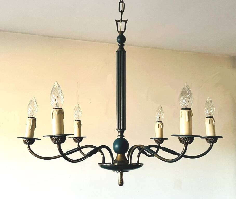 Vintage neoclassical style column chandelier 50s