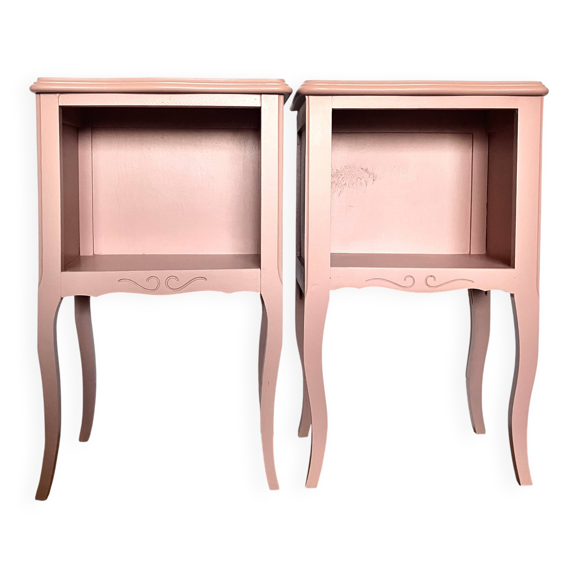 Paire de chevets bois rose