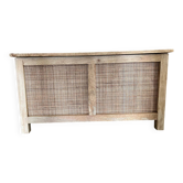 Oak storage chest with rattan caning
