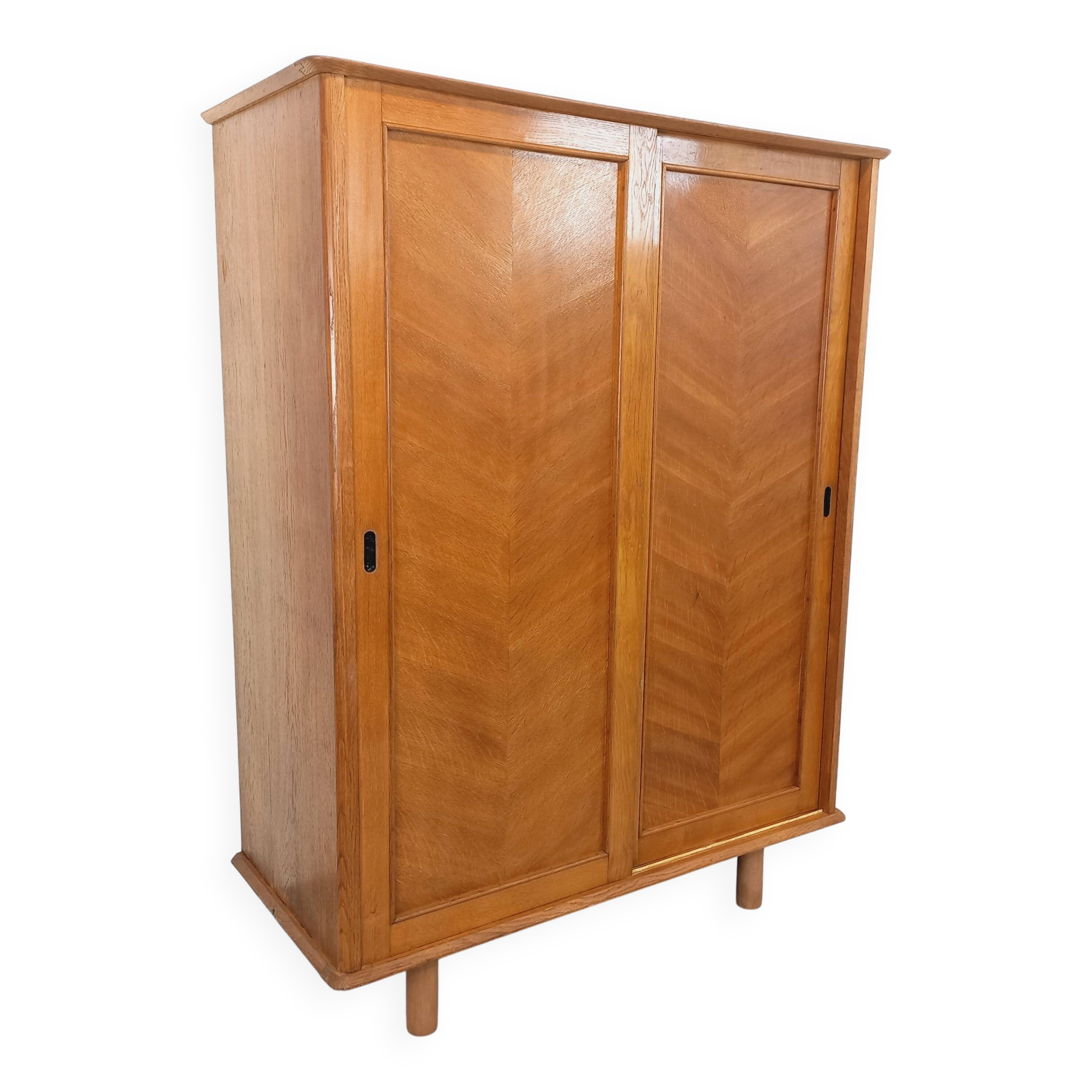 Vintage oak wardrobe from the 1960s.