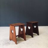 Arts & Crafts Heart Stools, Belgium, 1920s, Set of 2
