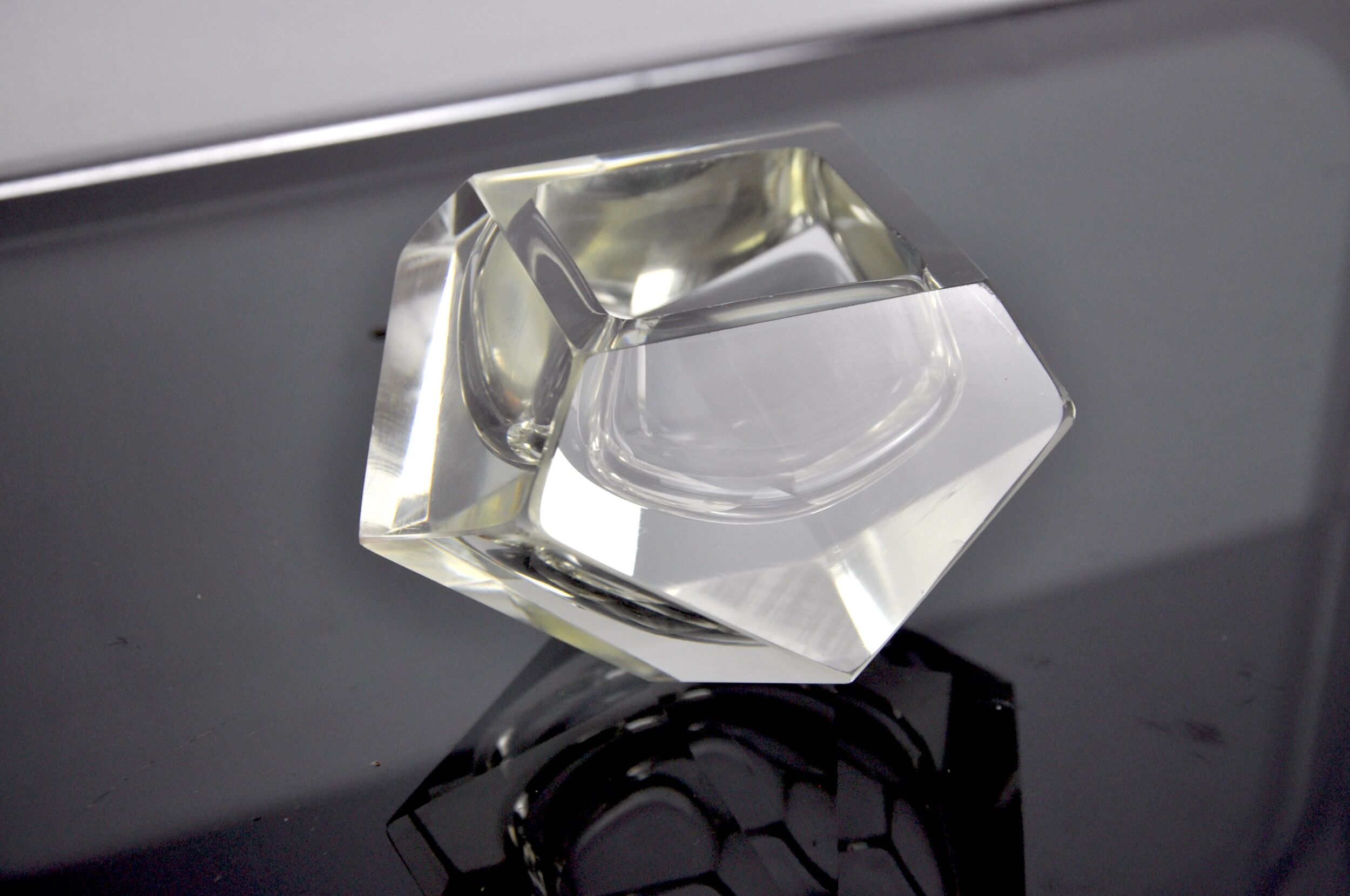 Cendrier de flavio Poli pour seguso, verre sommerso, Murano, italie, 1960