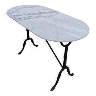 Cast iron bistro table and old oval marble top