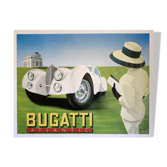 Affiche original Bugatti Atlantic par Razzia - Petit Format - Signé par l'artiste - On linen