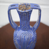 Vase in brutalist blue glazed terracotta 70