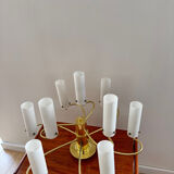 Brass and opaline glass suspension "Hillebrand" 1960