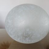 Italian pebble lamp in white speckled glass 80s