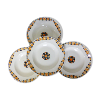 4 hollow plates of Badonviller model Rosette