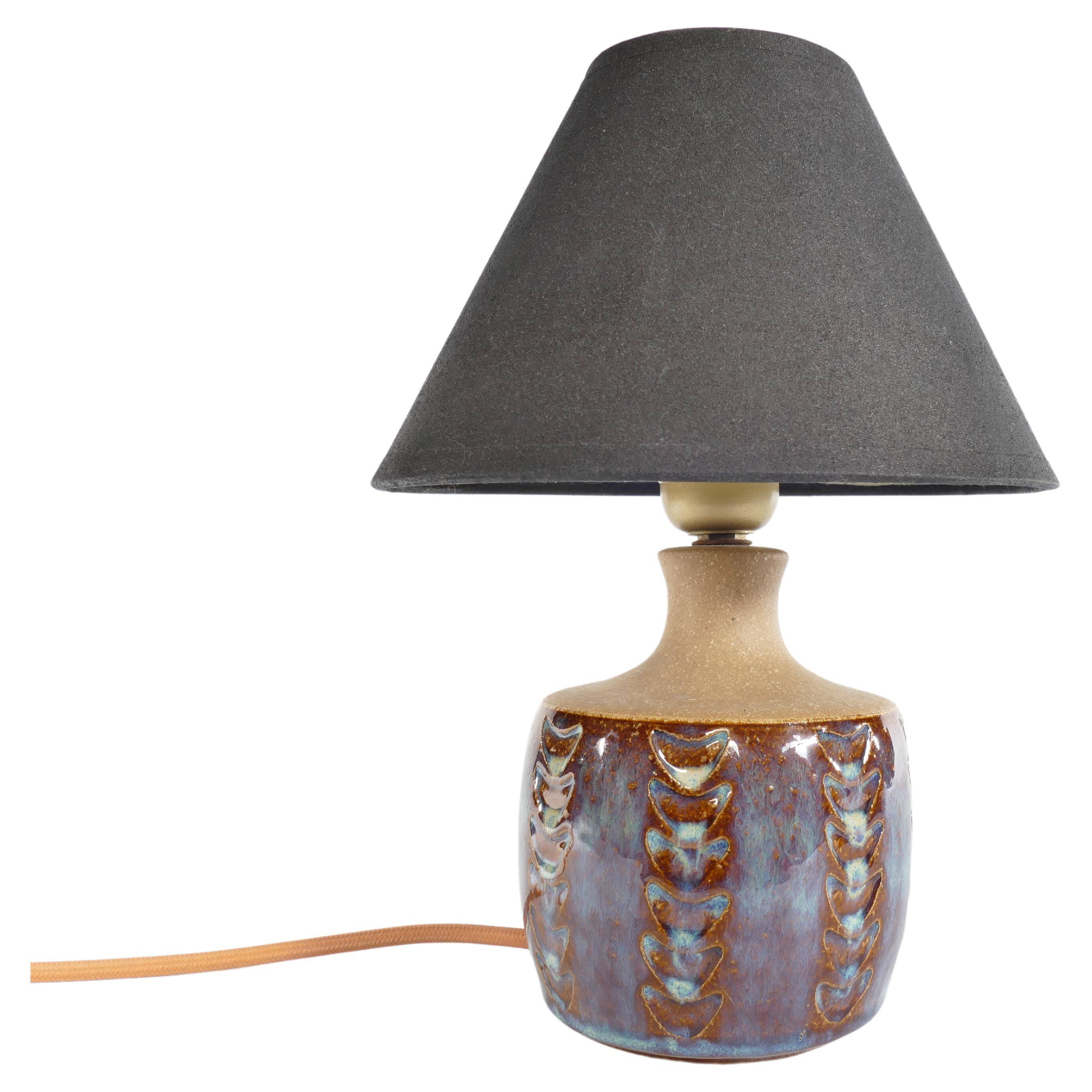 Scandinavian Modern Blue Glazed Stoneware Table Lamp, Søholm Stentøj, 1960s