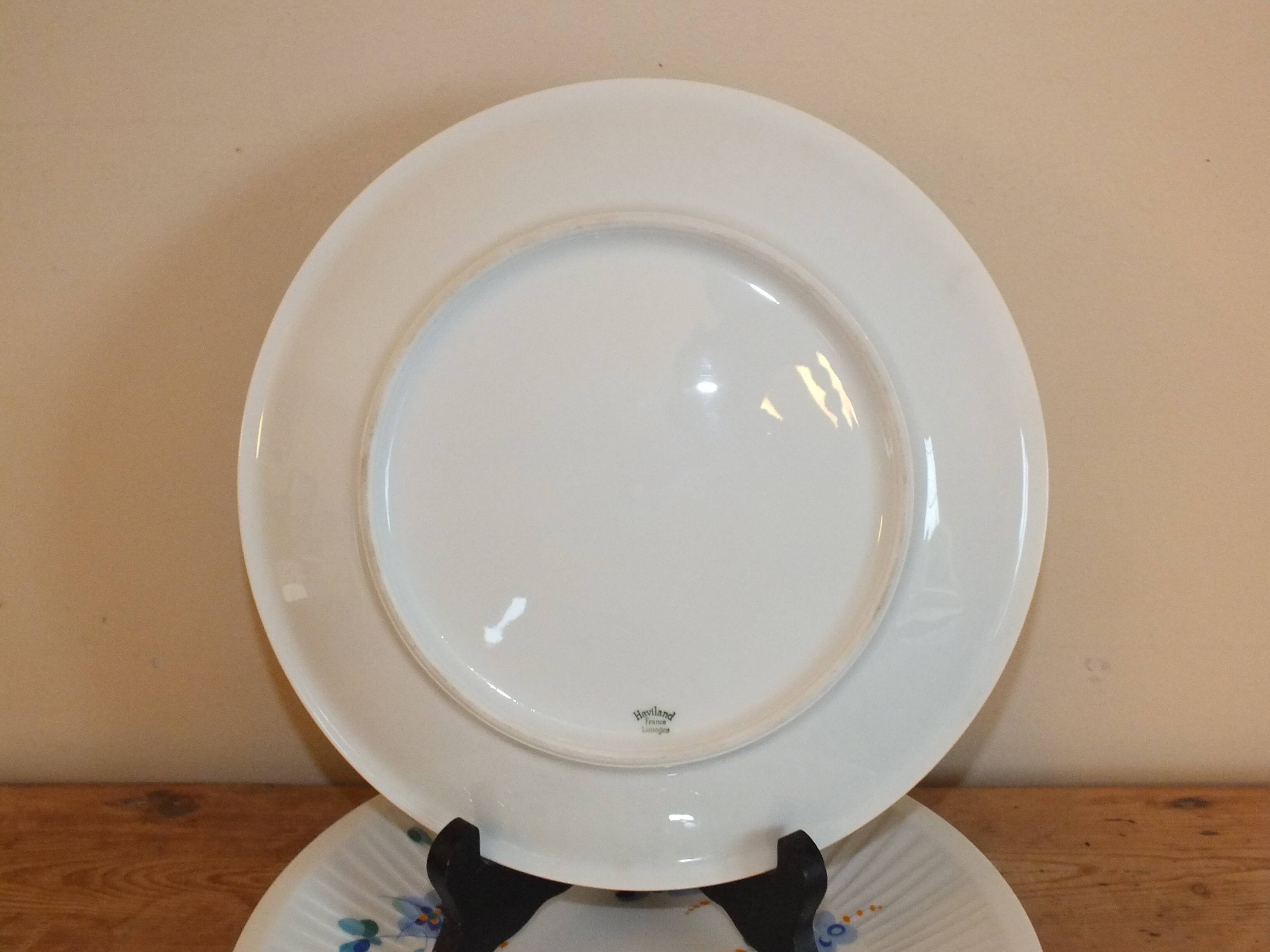 Duo d'assiettes plates Limoges Haviland fleurs 70's