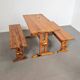 Scandinavian modern solid pinewood benches and dining table, 1970s