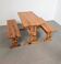 Scandinavian modern solid pinewood benches and dining table, 1970s